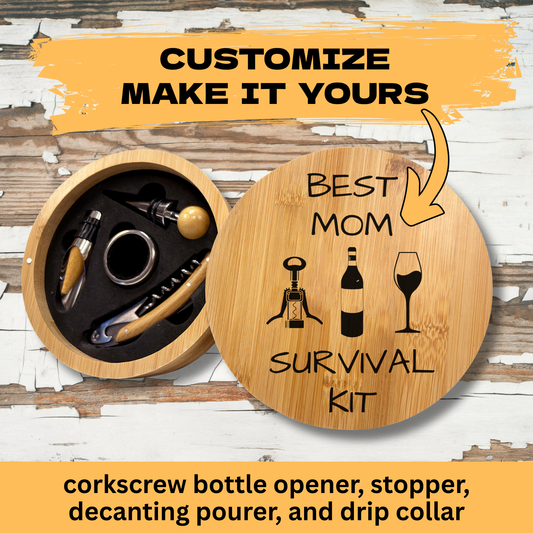 Custom Wine Tool Set - Best Mom Survival Kit - Personalized Gift for Wine Lovers - c253a25