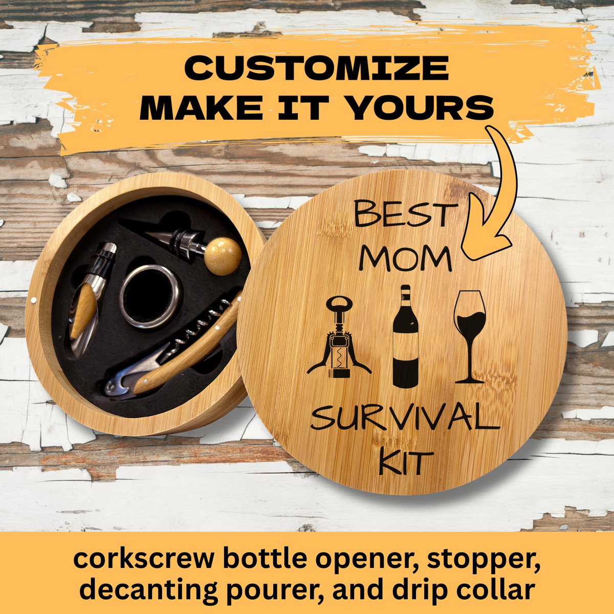 Custom Wine Tool Set - Best Mom Survival Kit - Personalized Gift for Wine Lovers - c253a25