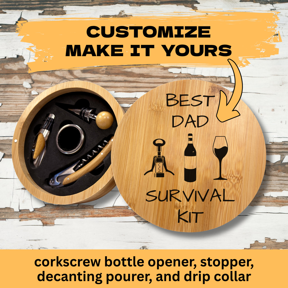 Custom Wine Tool Set with personalized dad design - Perfect gift for wine-loving fathers