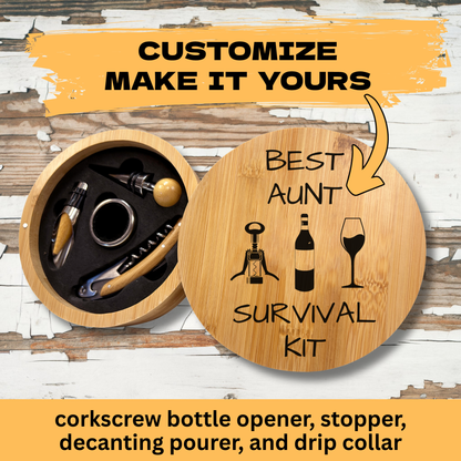 Custom Wine Tool Set with personalized aunt design - Perfect gift for wine-loving aunties
