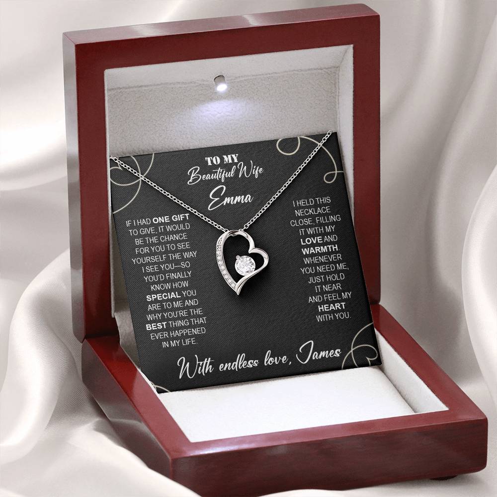 To My Beautiful Wife - Necklace with Warmth & Love Message - c491a25