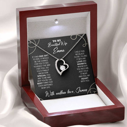 To My Beautiful Wife - Necklace with Warmth & Love Message - c491a25
