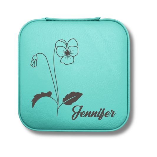 Custom Floral Jewelry Case with Birth Flower And Name - c402a25