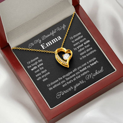To My Beautiful Wife - Necklace with Unbreakable Love Message - c488a25