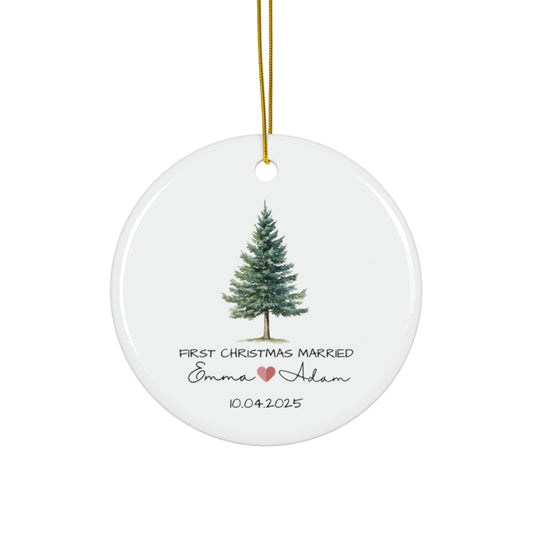 First Christmas Married Ornament with Names & Date - c450a25
