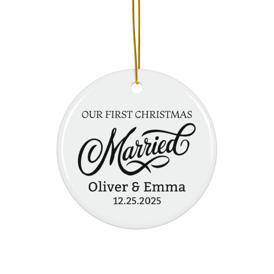 Our First Christmas Married Personalized Ornament - c457a25