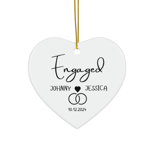 Engaged Heart Ceramic Ornament - Perfect Engagement Gift - c250a25