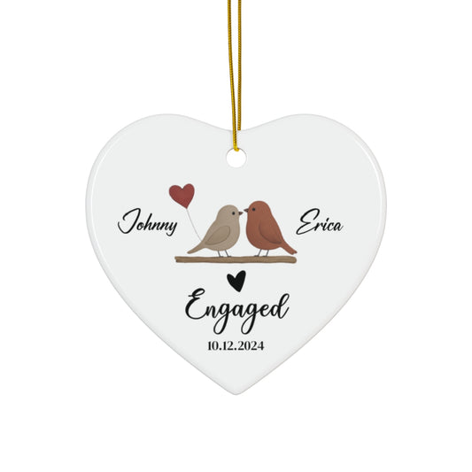 Personalized Love Birds Ornament - Engagement Gift for Couples - c262a25