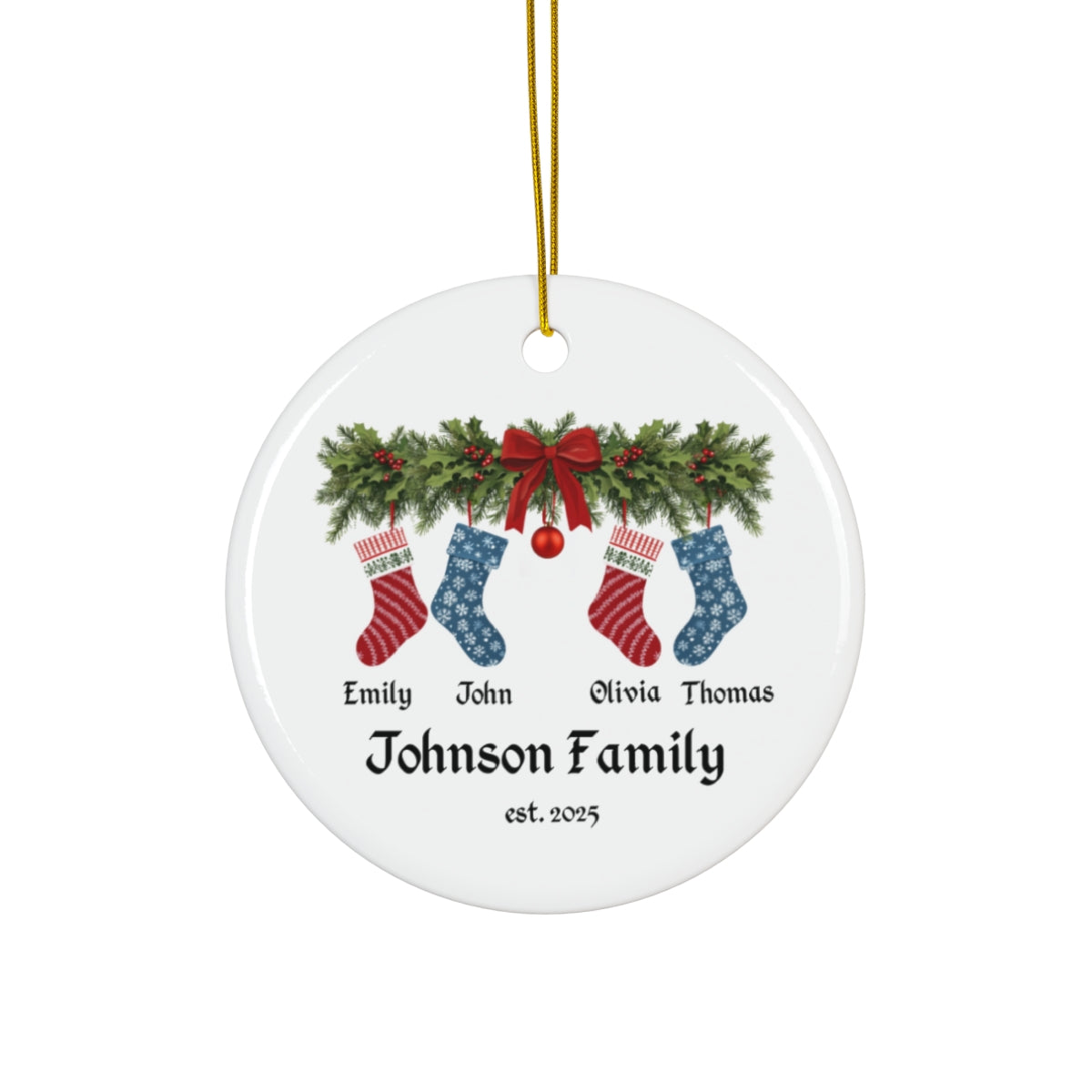 Custom Family Stocking Ornament with Year - c437a25
