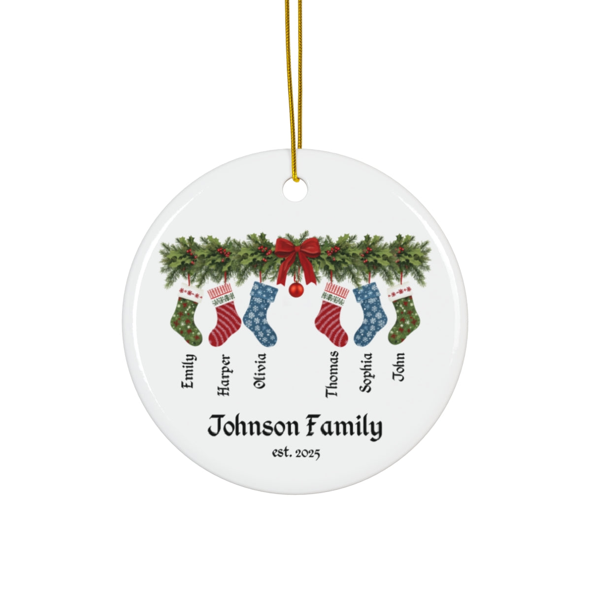 Custom Family Stocking Ornament with Year - c437a25
