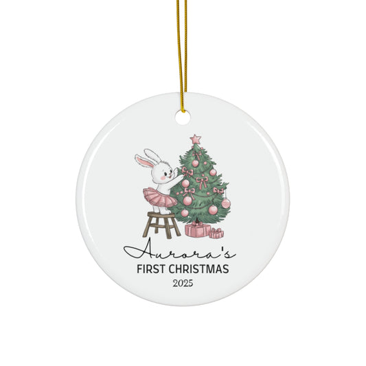 Baby's First Christmas Ornament with Bunny & Tree - c451a25