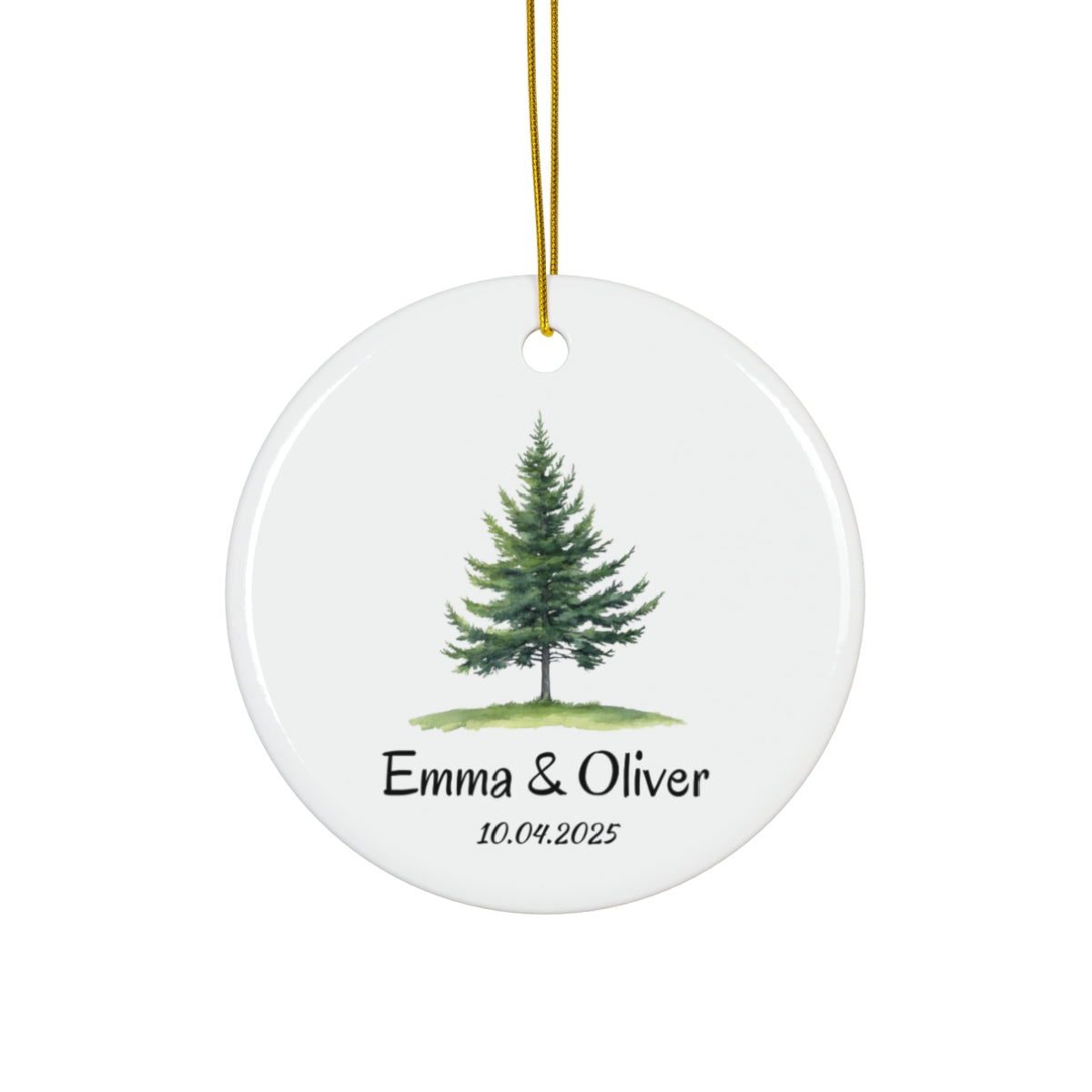 Custom Names & Date Ornament - Elegant Pine Tree Holiday Decor - c449a25