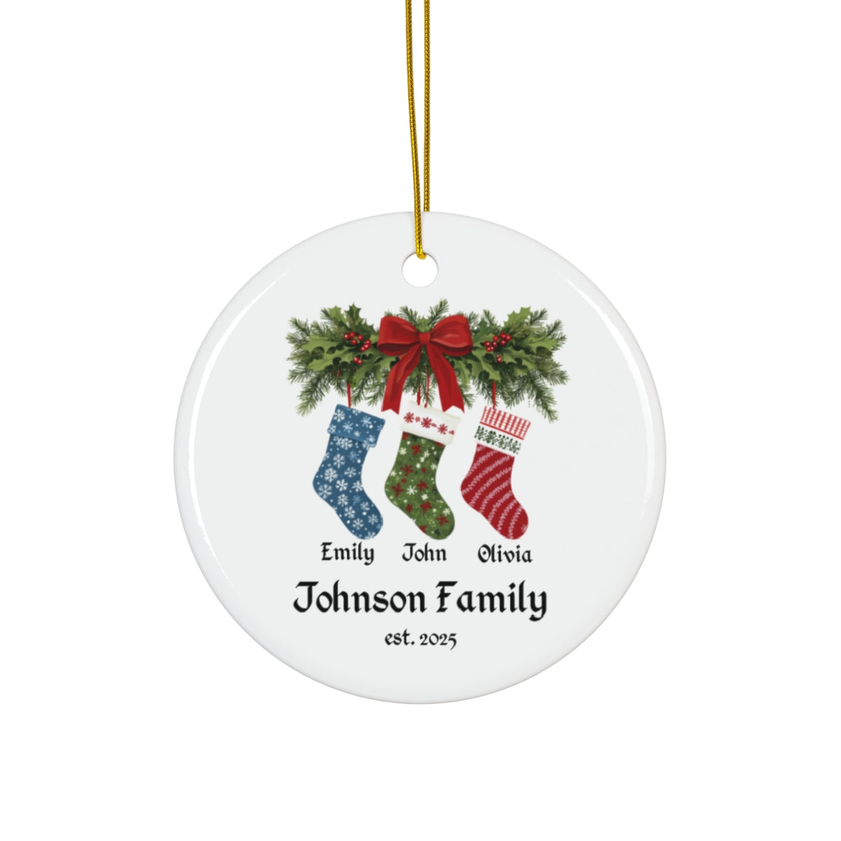 Custom Family Stocking Ornament with Year - c437a25