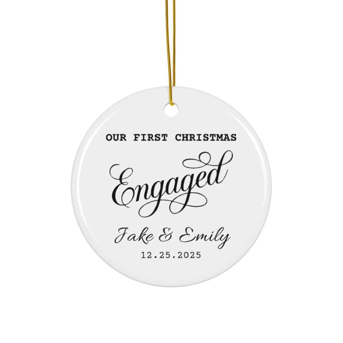 First Christmas Engaged Ornament with Names & Date - c445a25