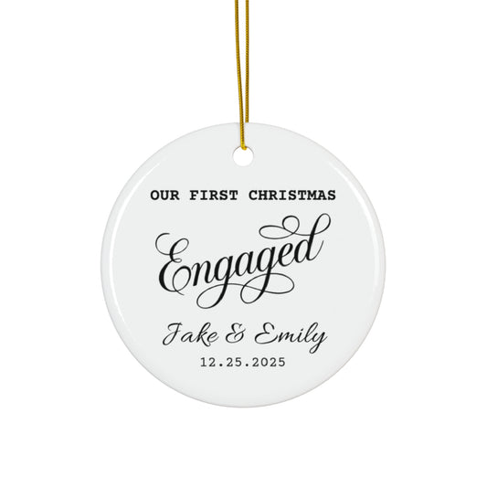 First Christmas Engaged Ornament with Names & Date - c445a25
