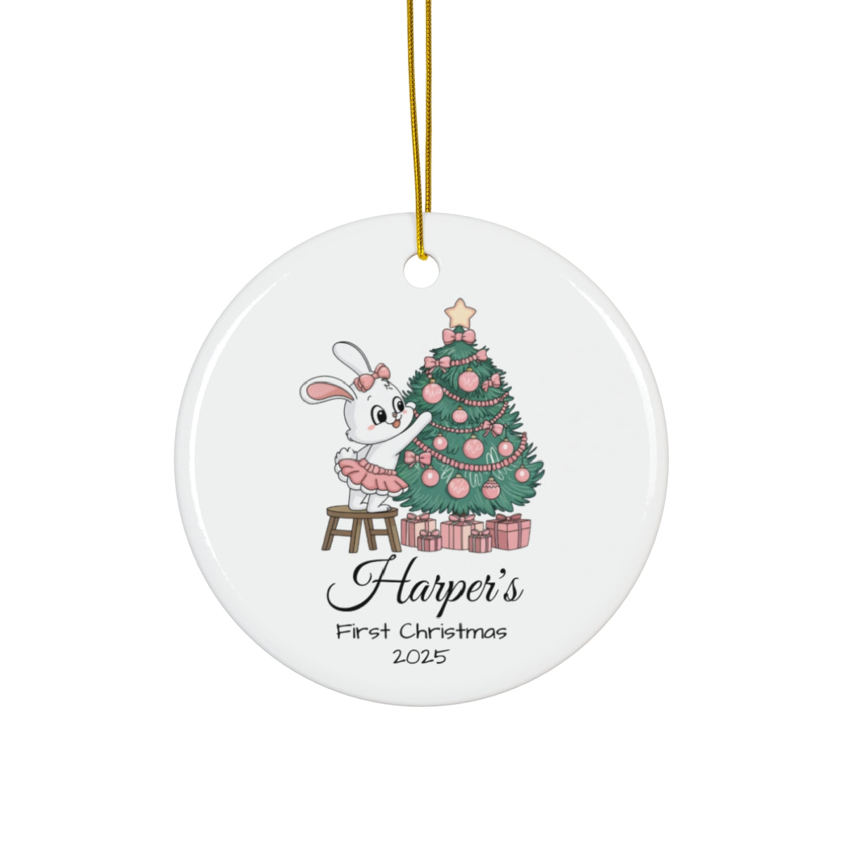 Baby's First Christmas Ornament with Bunny & Tree - c447a25