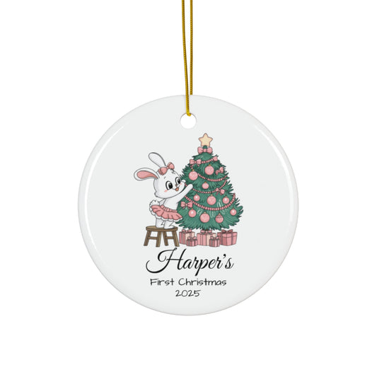 Baby's First Christmas Ornament with Bunny & Tree - c447a25