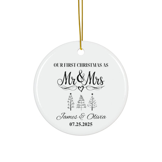 Mr & Mrs First Christmas Ornament with Names & Date - c454a25