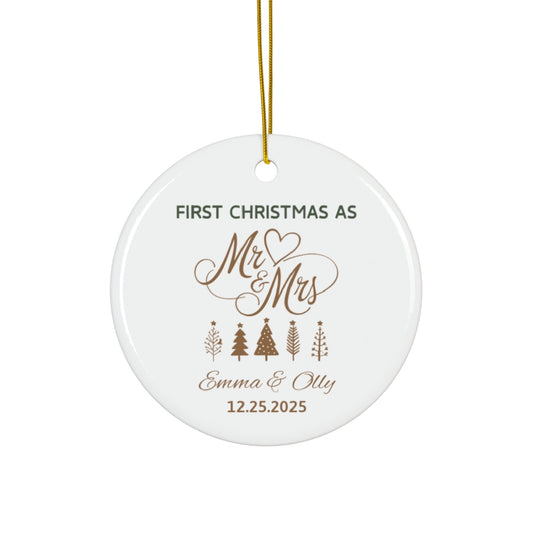 Mr & Mrs First Christmas Ornament with Names & Date - c453a25