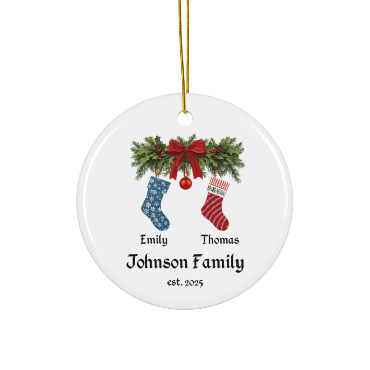 Custom Family Stocking Ornament with Year - c437a25
