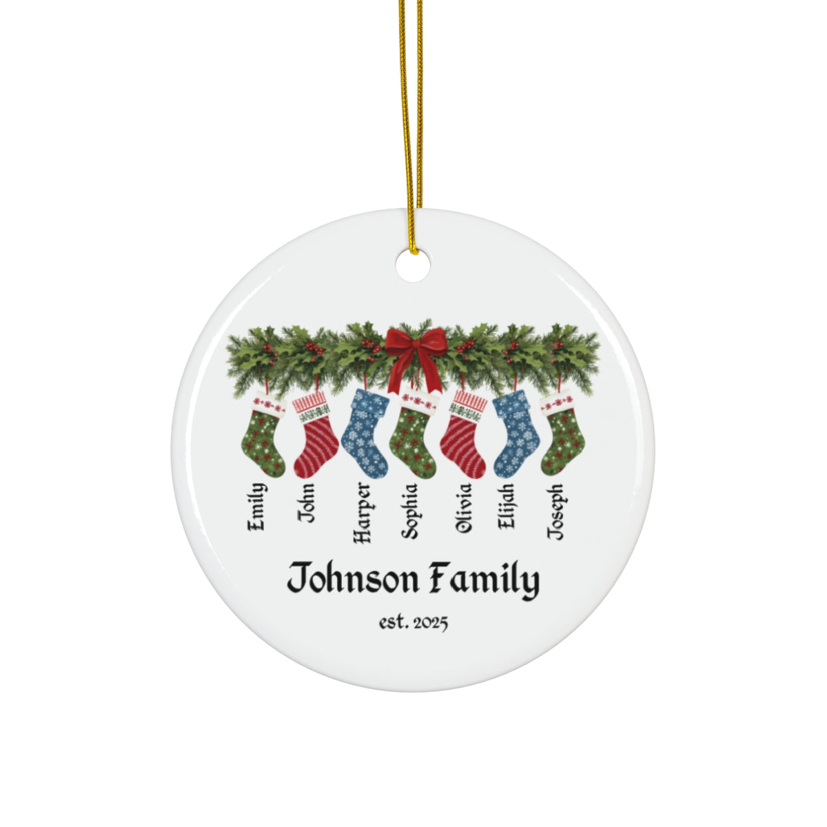 Custom Family Stocking Ornament with Year - c437a25