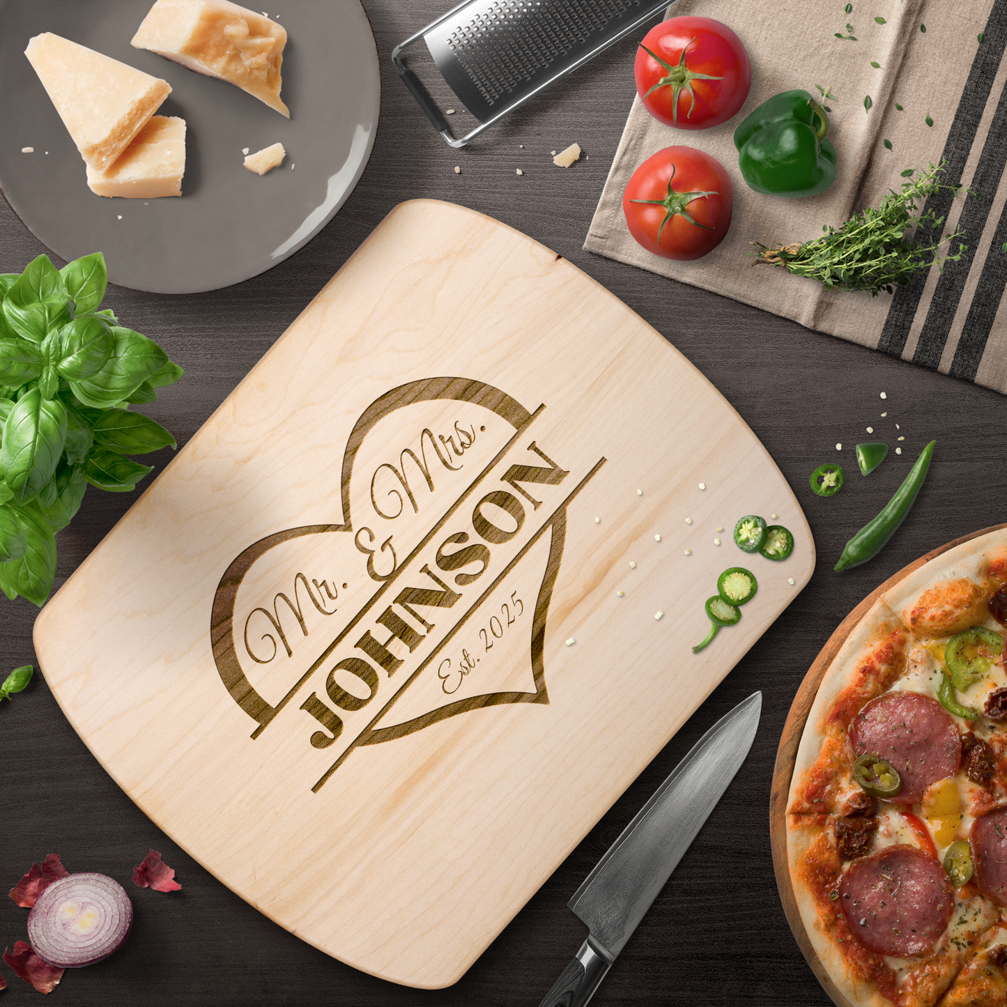 Mr & Mrs Custom Cutting Board - Wedding & Anniversary Gift - c422a25