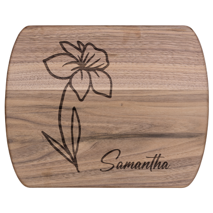 Engraved Cutting Board with Custom Name & Birth Flower - c399a25
