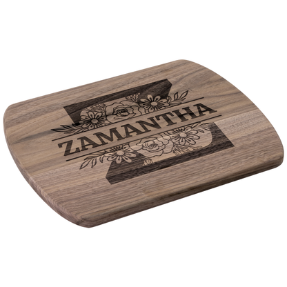 Bold Monogram Cutting Board with Custom Name & Florals - c401a25