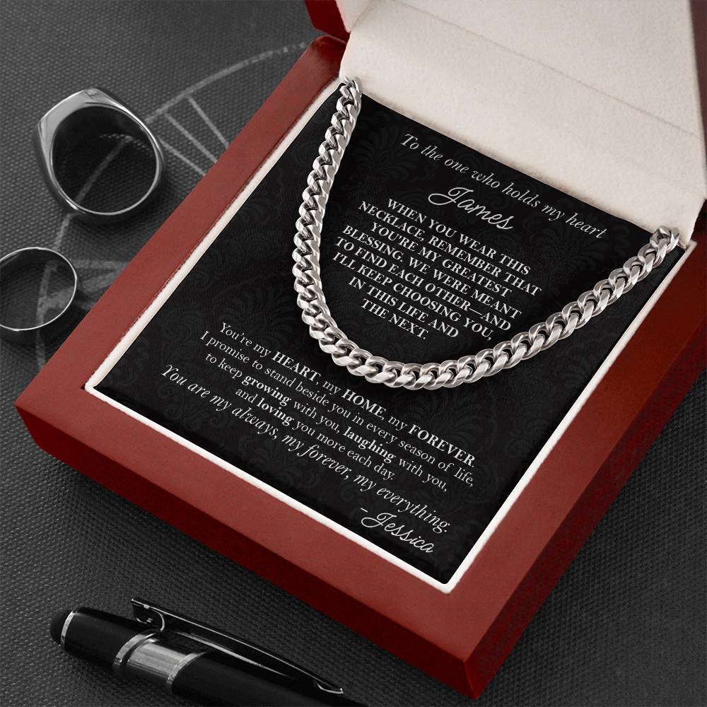 To the One Who Holds My Heart - Husband Gift Necklace - c526a25