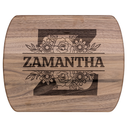 Bold Monogram Cutting Board with Custom Name & Florals - c401a25