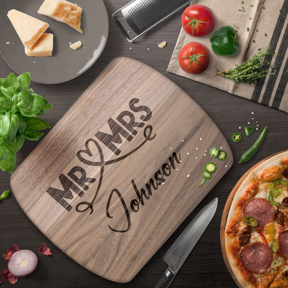 Engraved Mr & Mrs Cutting Board with Last Name - c459a25