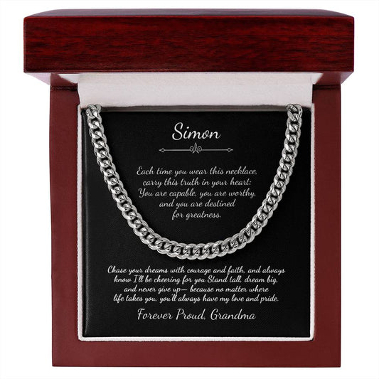 To My Grandson Custom Message Necklace from Grandma - c544a25