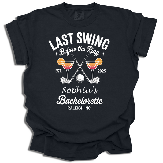 Personalized Last Swing Before The Ring Bachelorette Golf Shirt - c369a25
