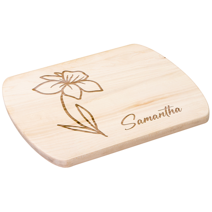 Engraved Cutting Board with Custom Name & Birth Flower - c399a25