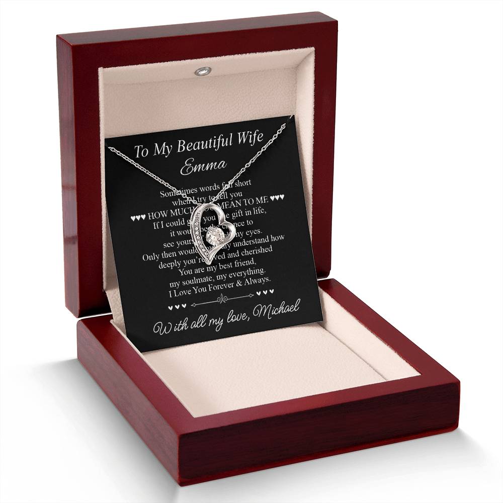 To My Beautiful Wife - Heart Necklace Gift for Her - c505a25