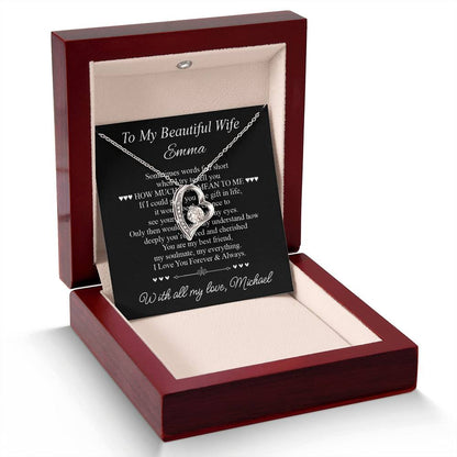 To My Beautiful Wife - Heart Necklace Gift for Her - c505a25
