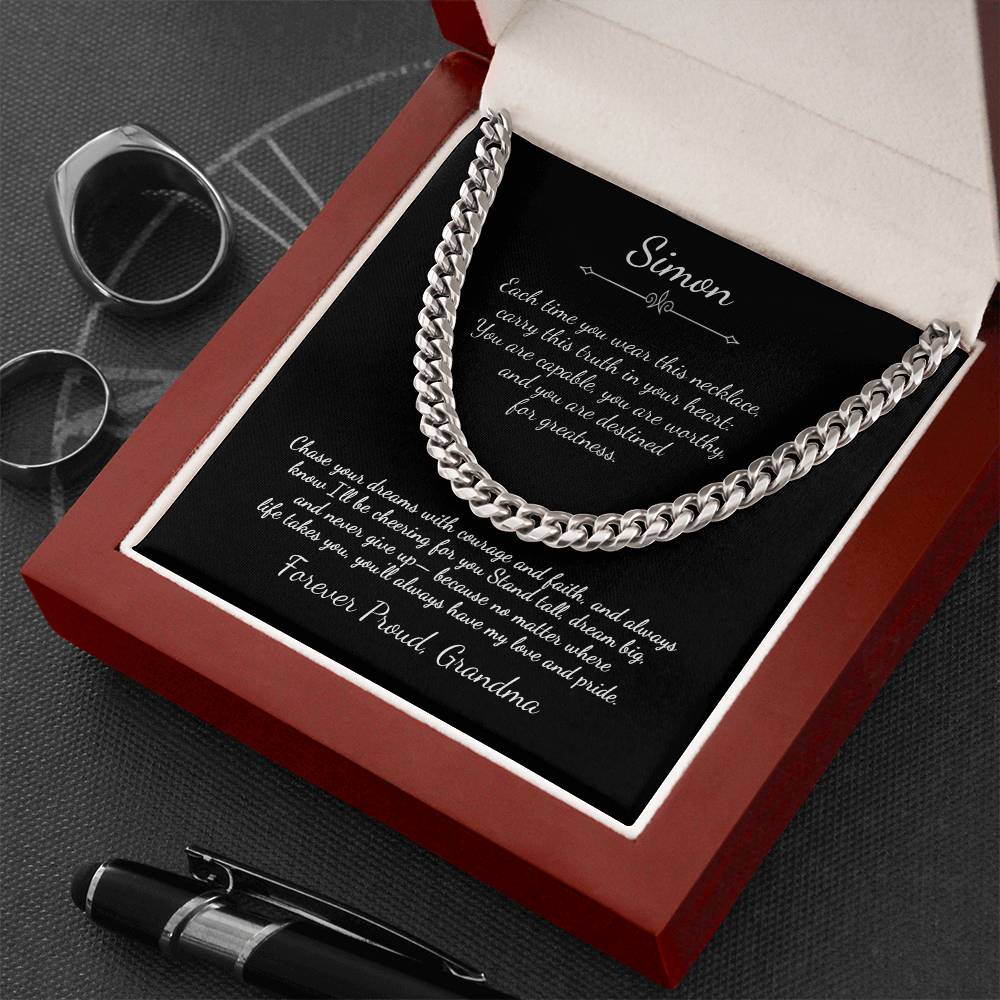 To My Grandson Custom Message Necklace from Grandma - c544a25