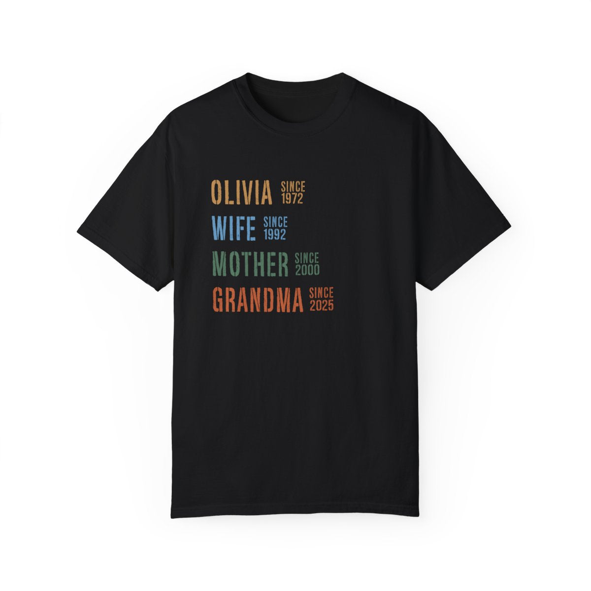 Customizable Name Roles Years T-Shirt | Family Milestone Tee | Mother’s Day Gift - c204a25