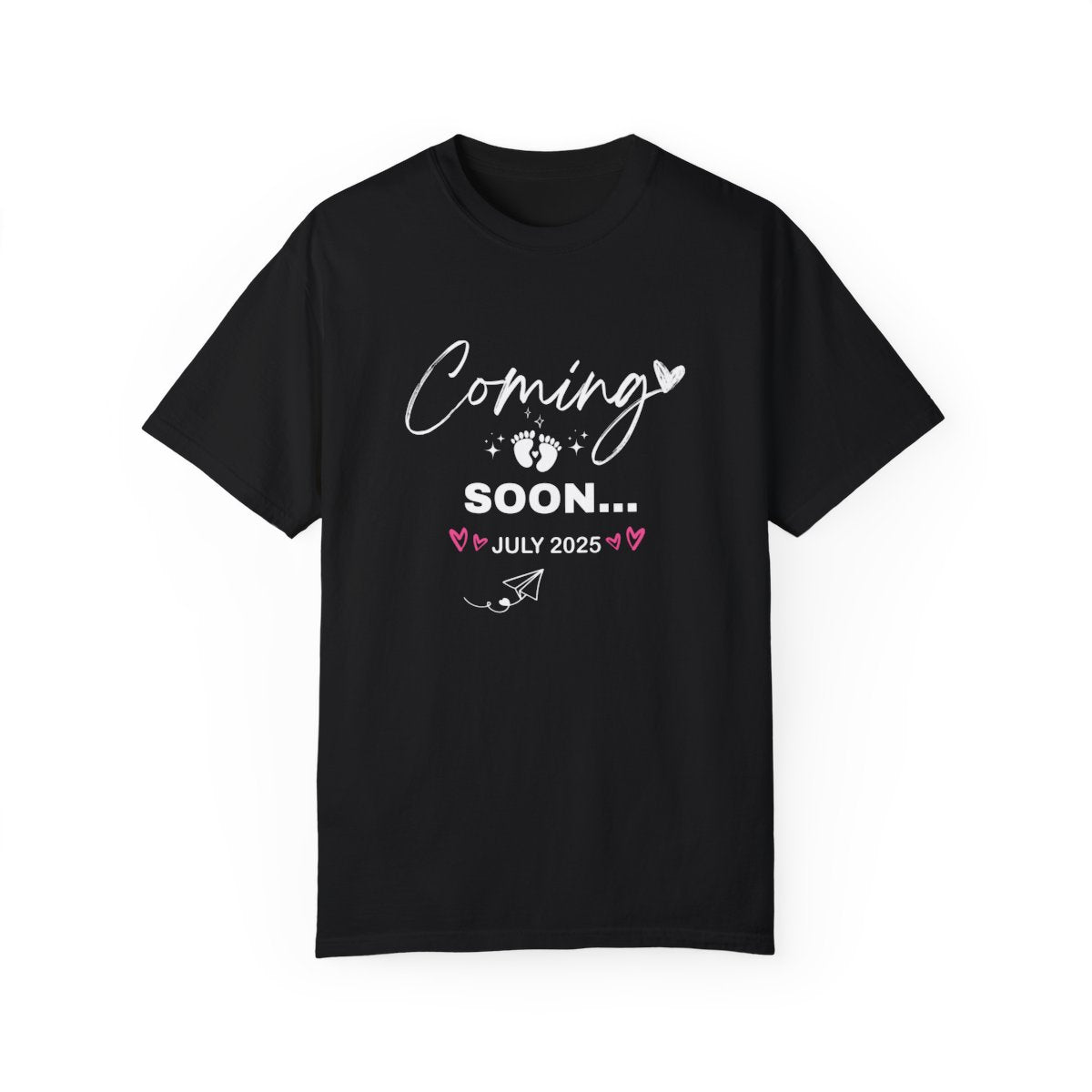 Baby Coming Soon July 2025 T-Shirt | Custom Date Maternity Tee | Pregnancy Gift - c243a25