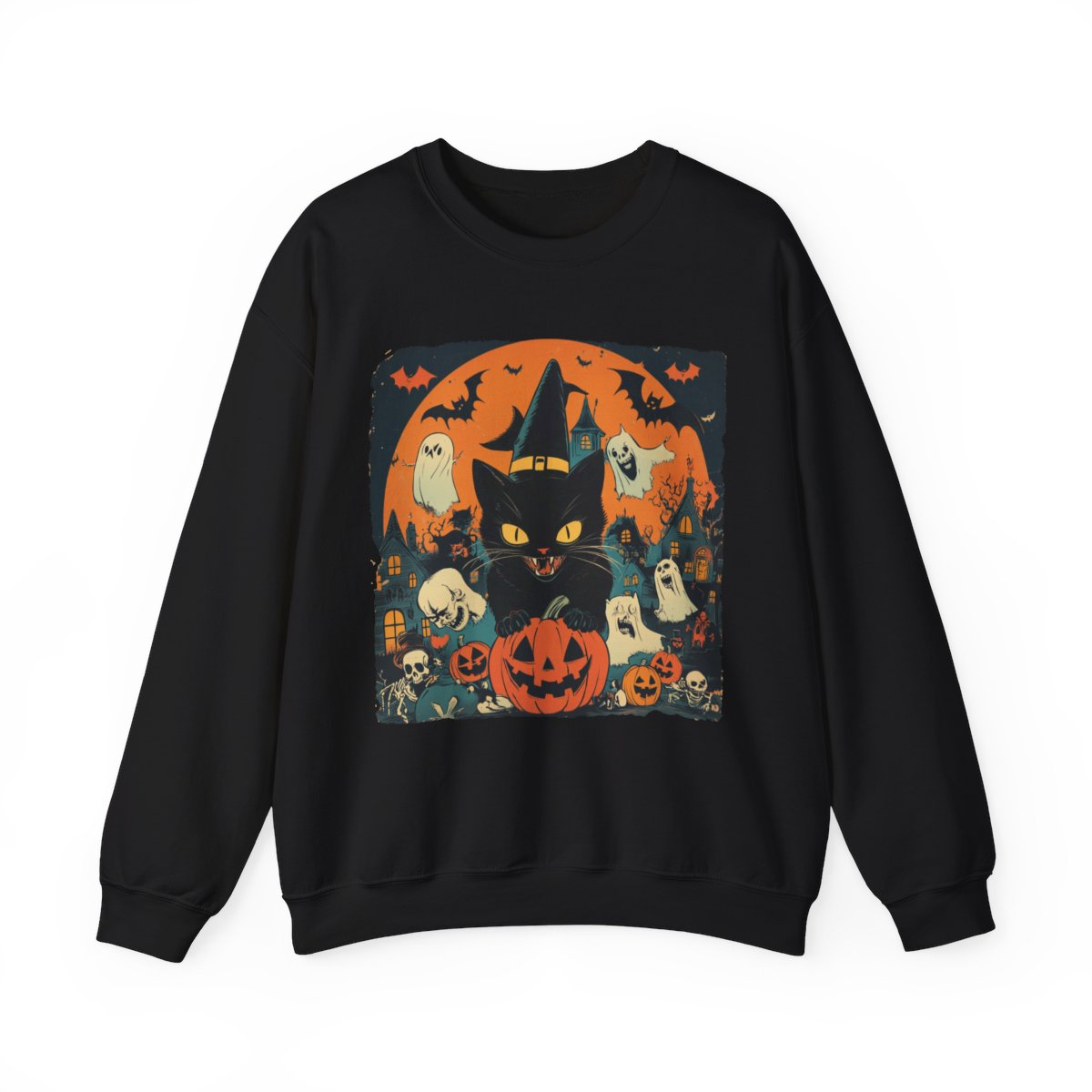 Spooky Cat & Pumpkin Sweatshirt for Halloween Fans - c492a25
