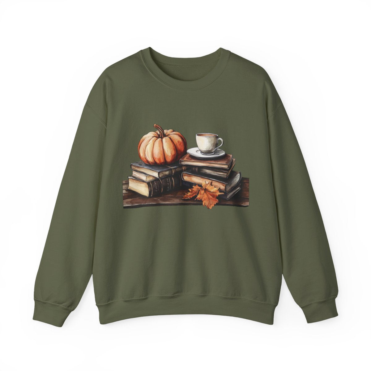 Pumpkin, Books & Coffee Sweatshirt - Fall Cozy Aesthetic - c516a25