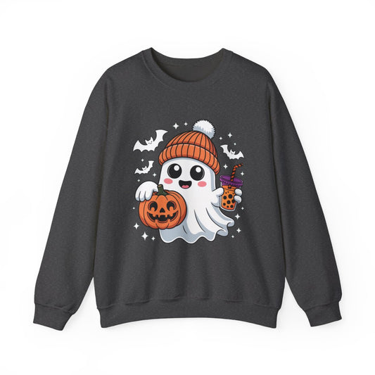 Adorable Ghost Boba Tea Halloween Sweatshirt - c473a25