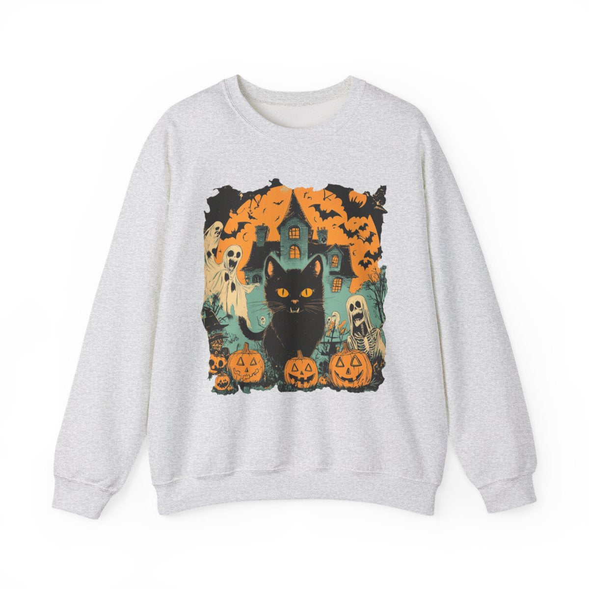 Haunted Cat & Pumpkin Sweatshirt - Spooky Season Must-Have - c501a25