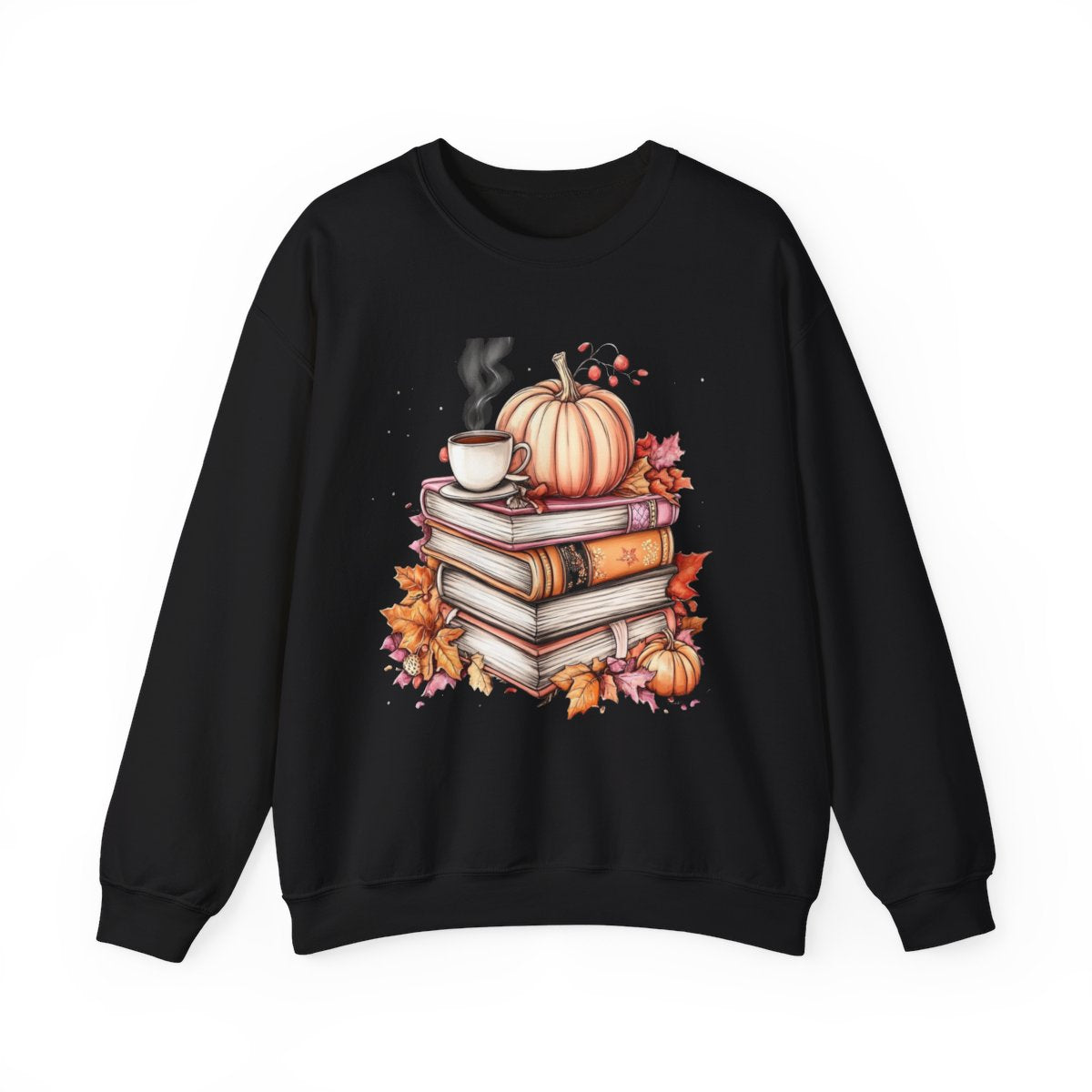 Pumpkins, Books & Coffee Sweatshirt - Fall Vibes for Readers - c464a25