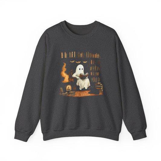 Spooky Bookworm Ghost Sweatshirt - Cozy Halloween Vibes - c500a25