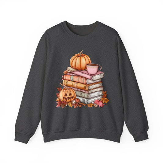 Pumpkins & Books Sweatshirt - Cozy Spooky Season Vibes - c467a25