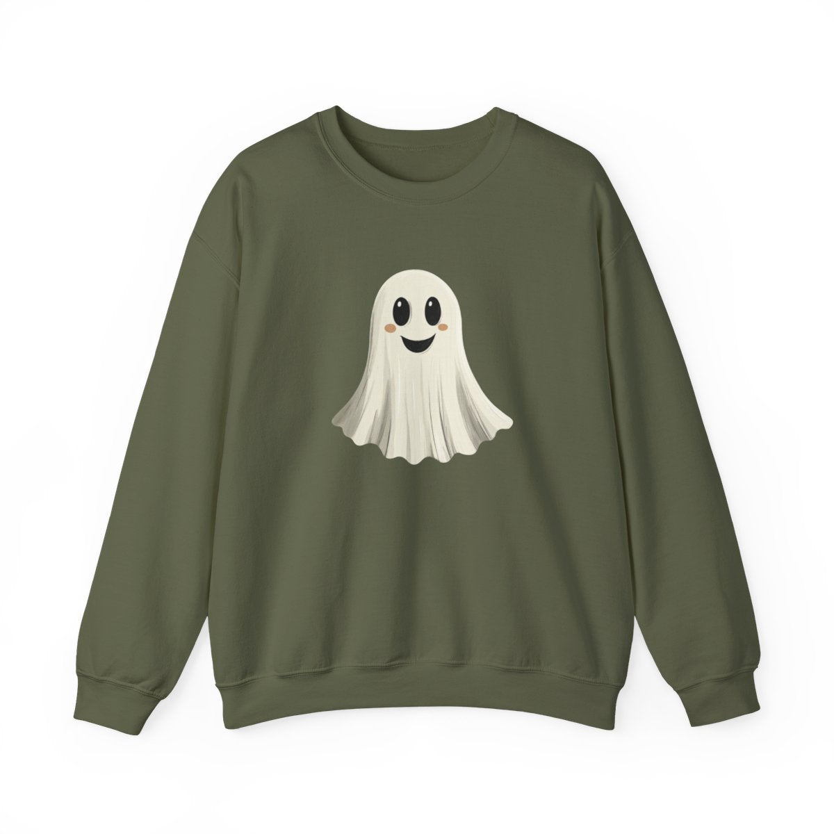 Happy Ghost on Black Sweatshirt - Minimal Halloween Vibes - c506a25