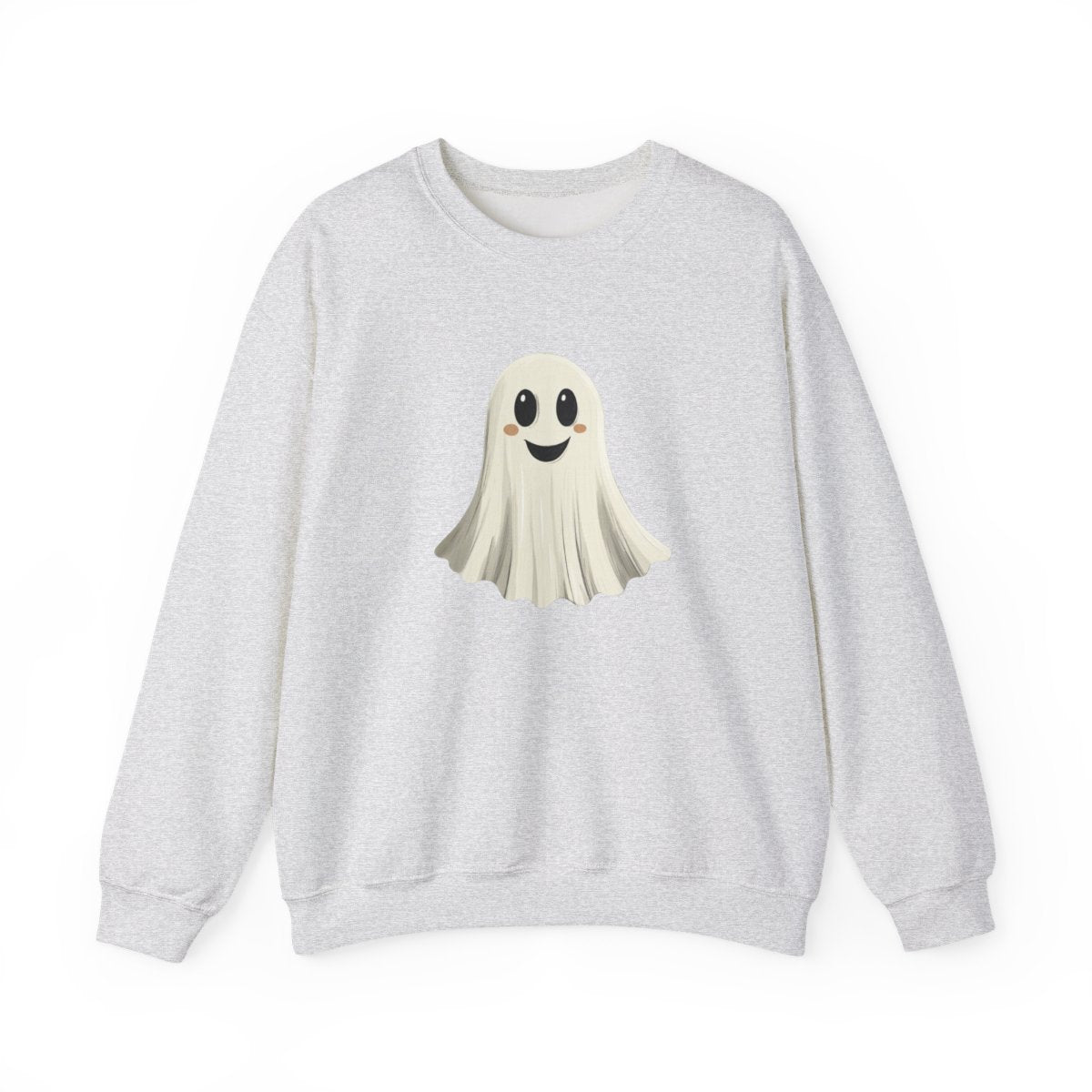 Happy Ghost on Black Sweatshirt - Minimal Halloween Vibes - c506a25
