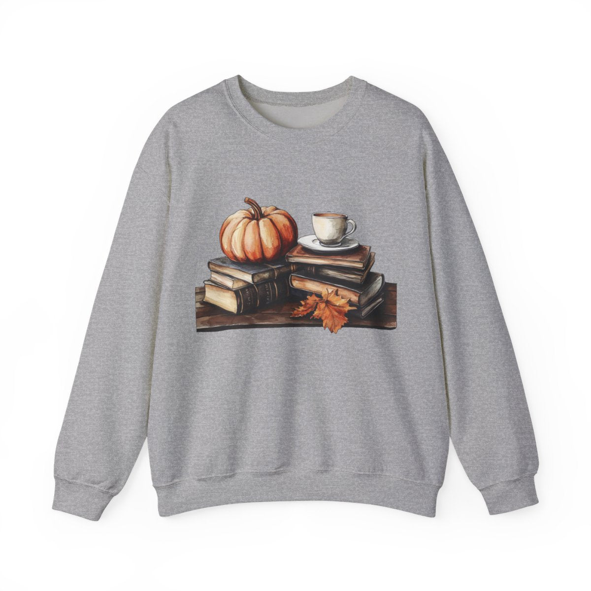 Pumpkin, Books & Coffee Sweatshirt - Fall Cozy Aesthetic - c516a25
