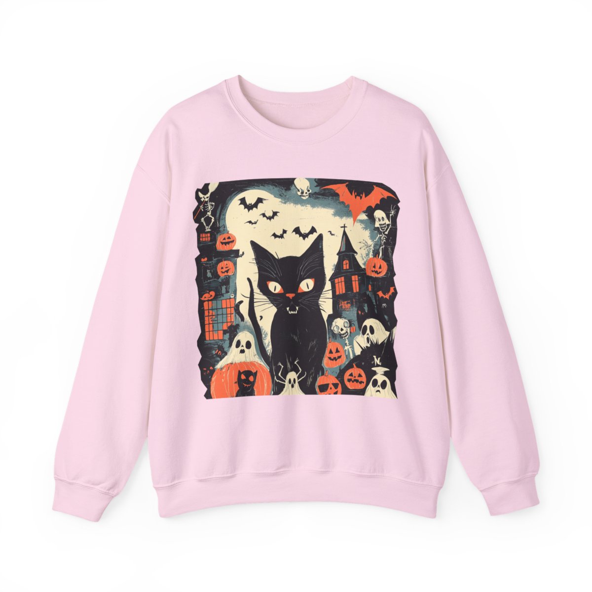 Retro Spooky Cat Sweatshirt - Haunted Halloween Vibes - c503a25